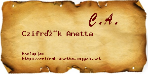 Czifrák Anetta névjegykártya